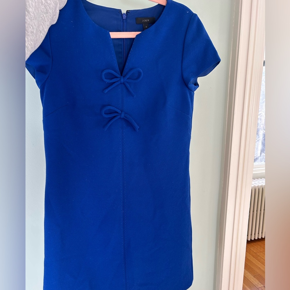 J. Crew Royal Blue Mini Dress with Bow Details